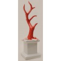 Basetta in ceramica con ramo corallo rosso