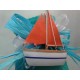 Bomboniere Marine: Sacco turchese linea yuta con barca a vela magnete